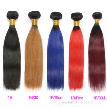 Uniky Indian Human Hair Silky Straight 99J Ombre Color Human Hair Bundles Virgin Remy Red Wine Human Weaving Extension